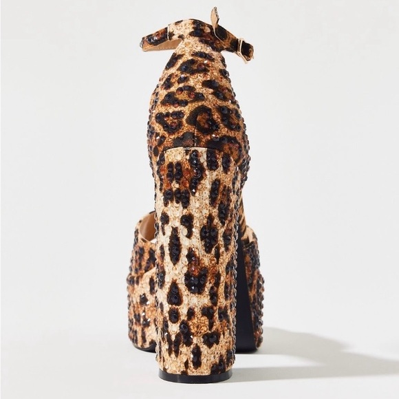 NWT Azalea Wang Leopard Wilmore Rhinestone Platform Heel - Picture 12 of 12